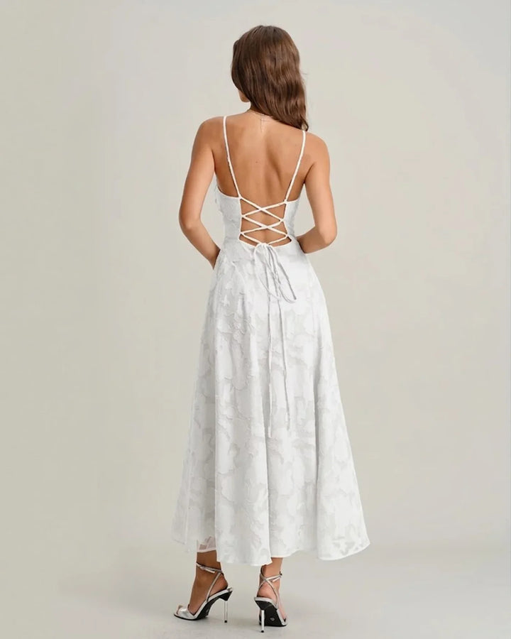 MARIELA - VESTIDO LARGO LISO DE JACQUARD