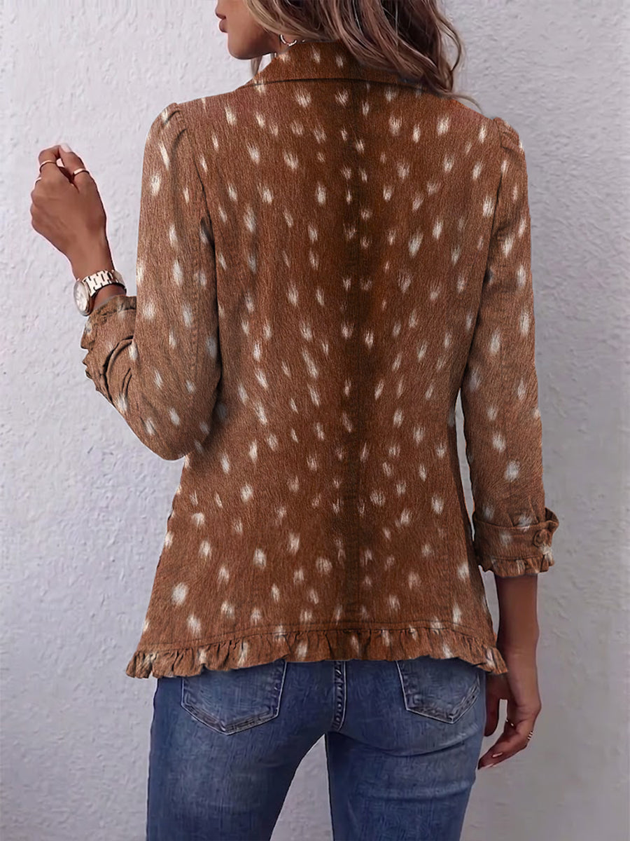 Elena | Chaqueta bohemia con estampado animal y volantes